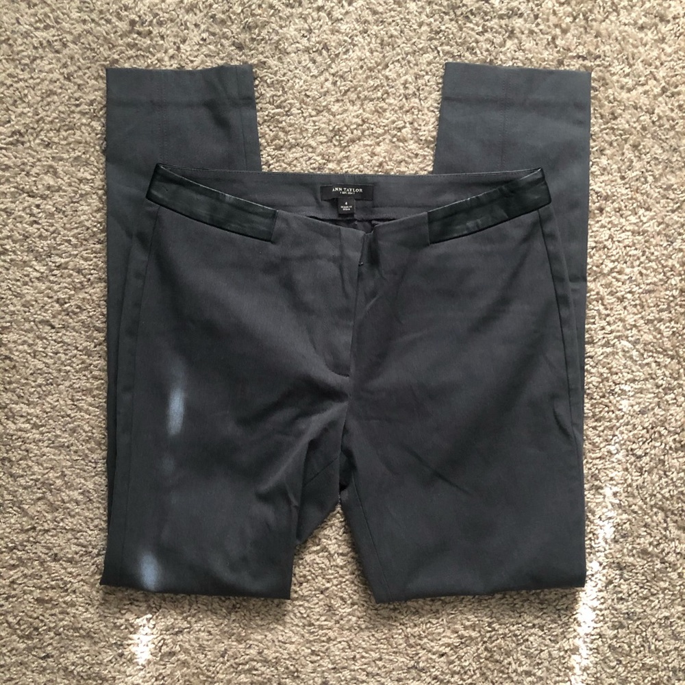Charcoal Gray Pants W/ Black Leather Trim
